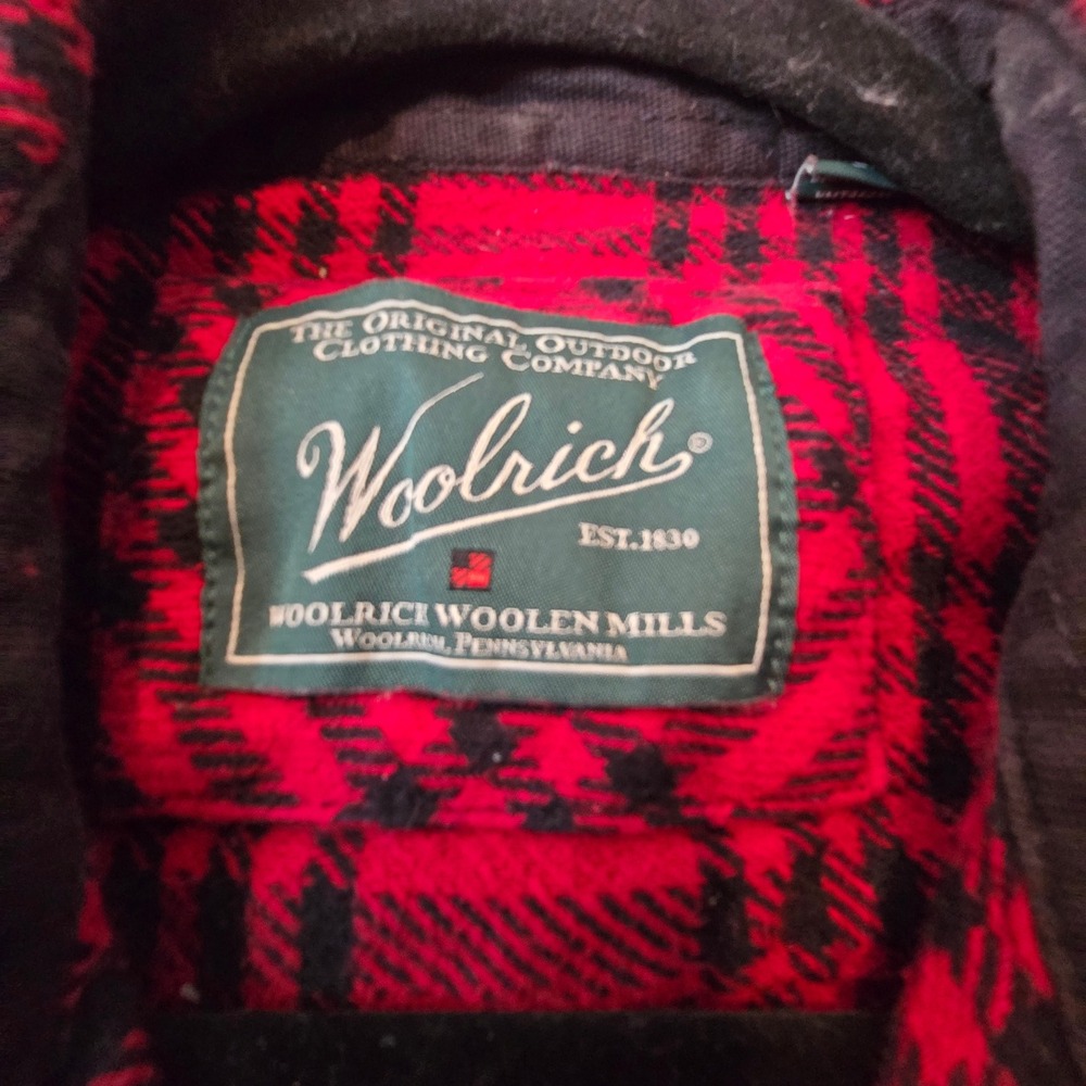 Woolrich Flannel Shirt Mens M Red Black Plaid Wool Blend Heavyweight - Picture 5 of 12